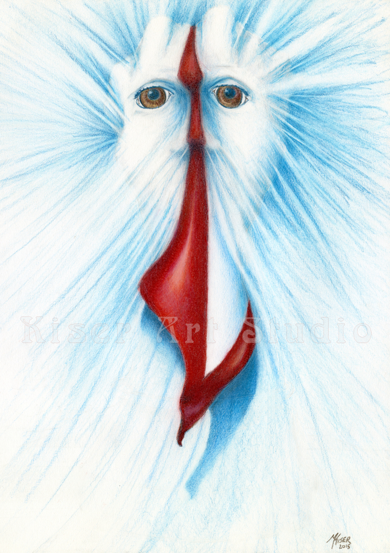 Prismacolor pencil drawing, Emerging From Blue, by Marty Kiser