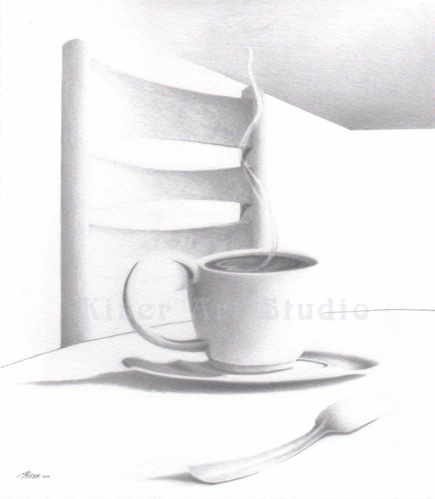 Graphite drawing, Curve of a Line, by Marty Kiser
